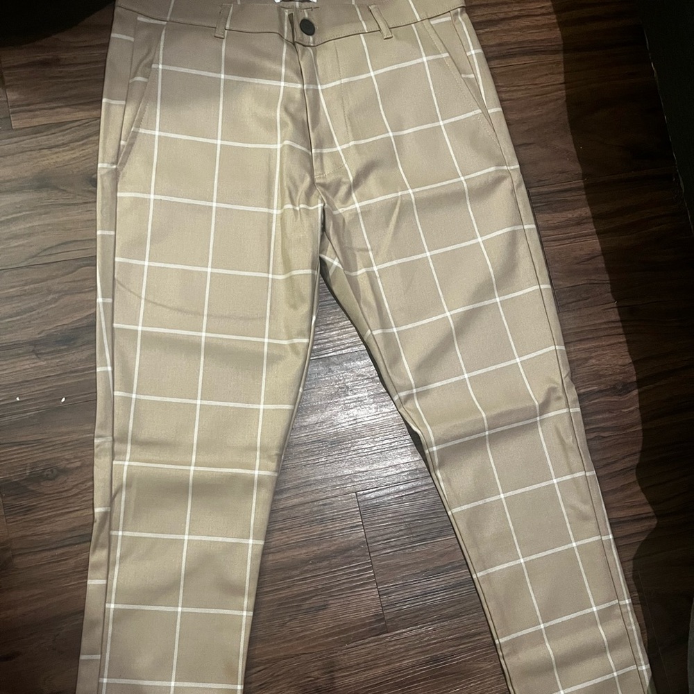 CHRISTOS slim fit tan dress pants size 30 still in packaging